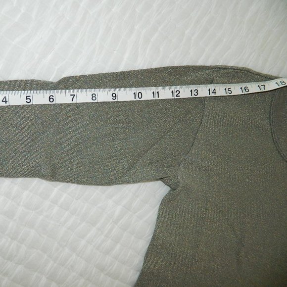 Michael Stars Green/Grey Metalic 3/4 Sleeve Top Med - Picture 9 of 9